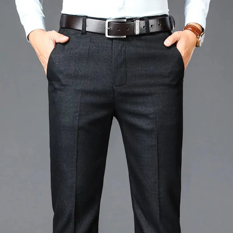 New Business Casual Suit Pants Men Solid High Waist Straight Office Formal Trousers Mens Classic Style Suit Long Pants Plus Size ConEstillo