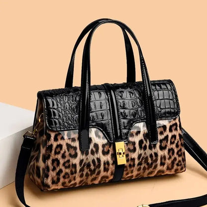 Bolso de Piel con Estilo Leopardo para Mujer