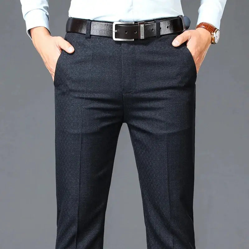 New Business Casual Suit Pants Men Solid High Waist Straight Office Formal Trousers Mens Classic Style Suit Long Pants Plus Size ConEstillo