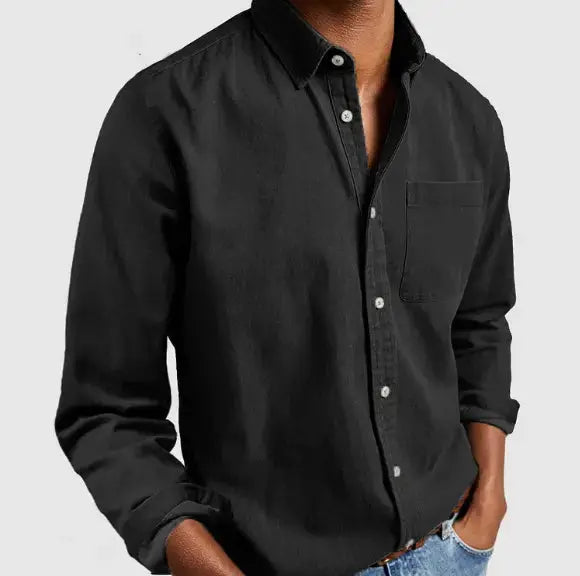 Camisas Casuales de Bolsillo para Hombre con Cuello Mao ConEstillo