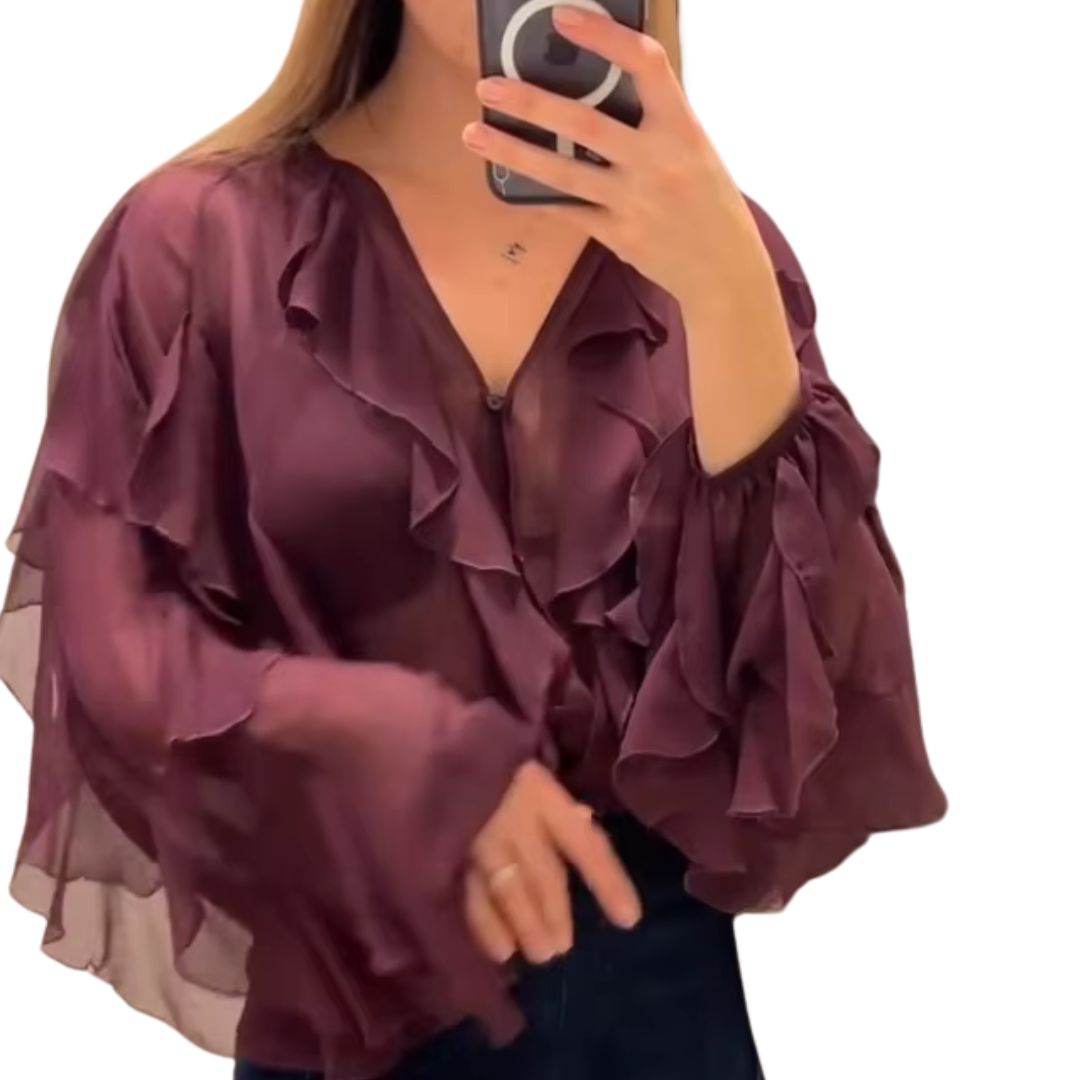 Blusa Elegante de Manga Larga con Volantes – Sofisticación y Confort